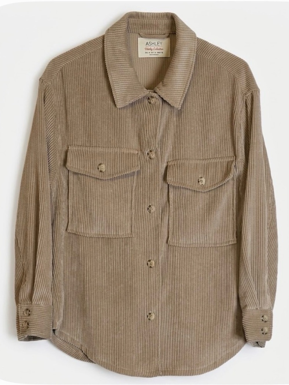 ASHLEY Corduroy Utility Jacket Shacket, Women’s Size S, Beige